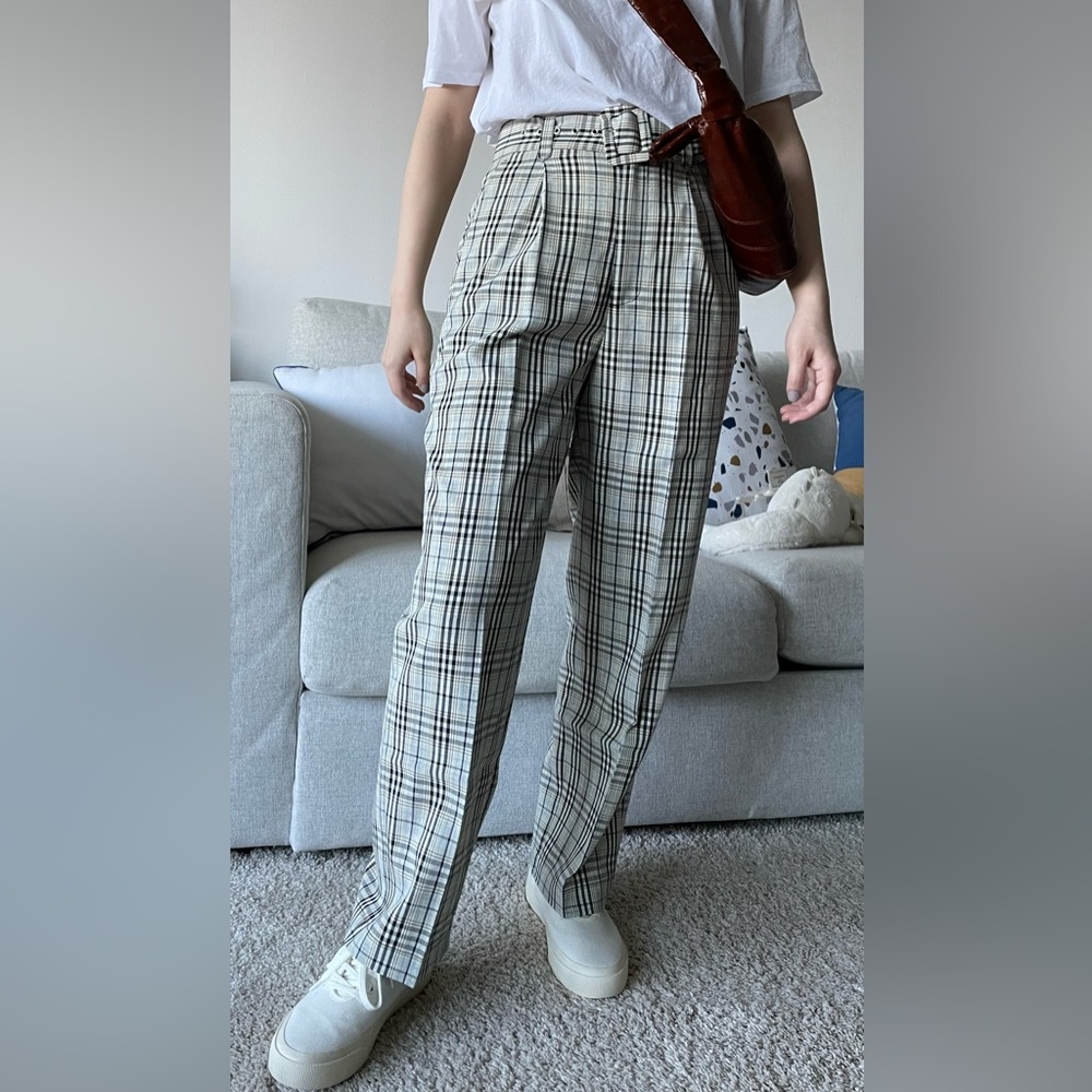 Petite Studio NYC Plaid Pants with Matching Belt